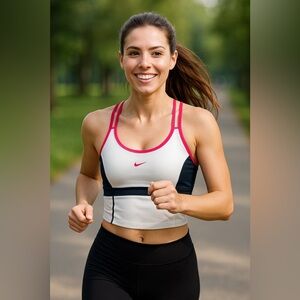 Nike Dri-Fit Women's White, Hot Pink & Navy Blue Sports Bra Top Size Small
